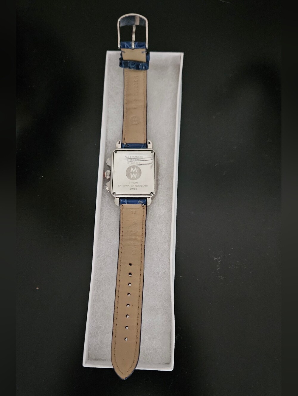 Michele Deco Diamond Chronograph Watch, White Mother-Of-Pearl Dial, Like New - Picture 10 of 11